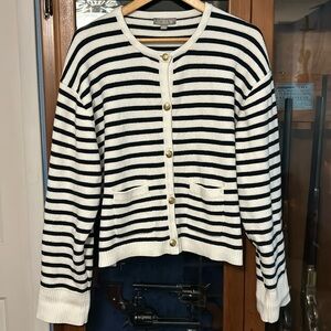 Jcrew navy striped cardigan
